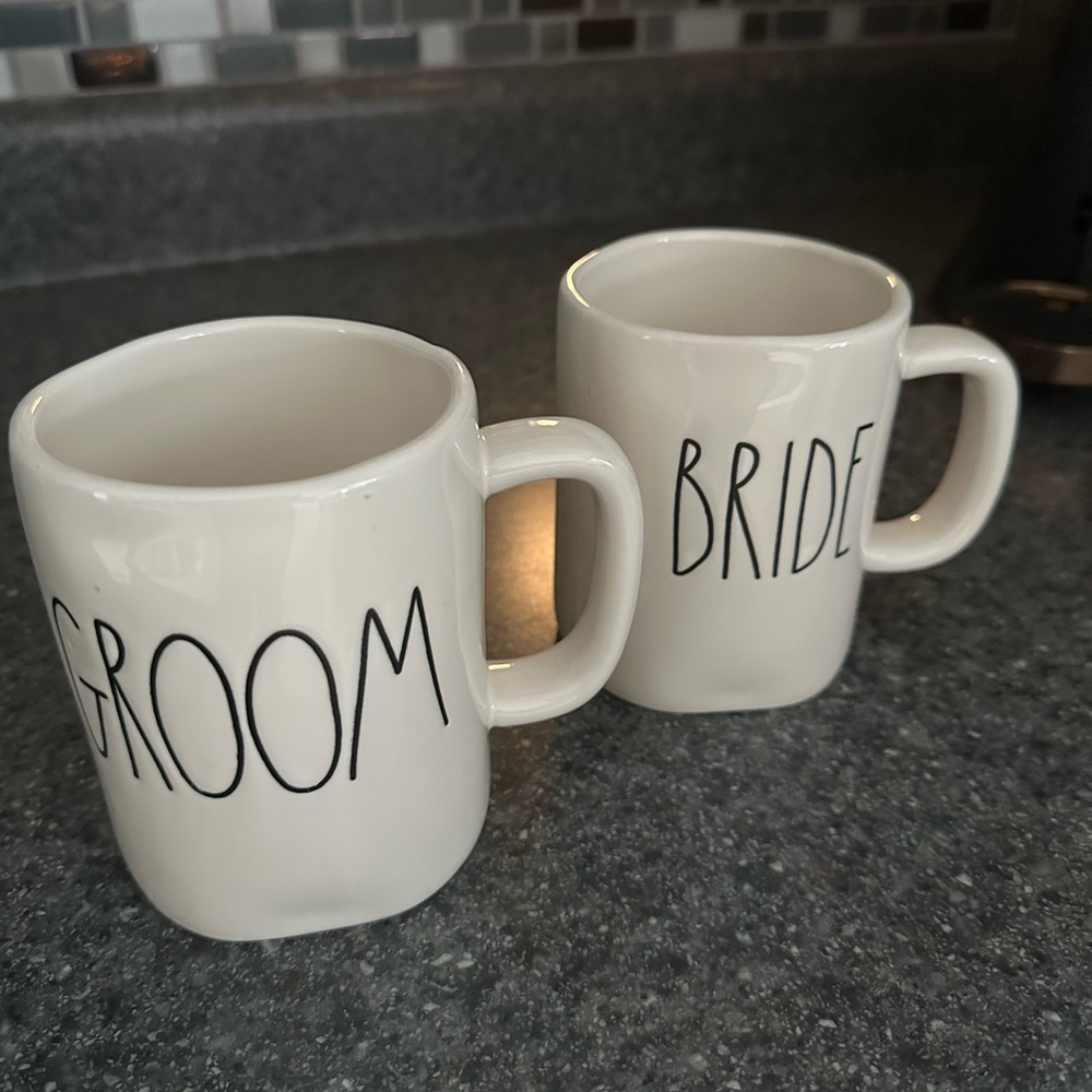 Rae Dunn Groom + Bride Mugs